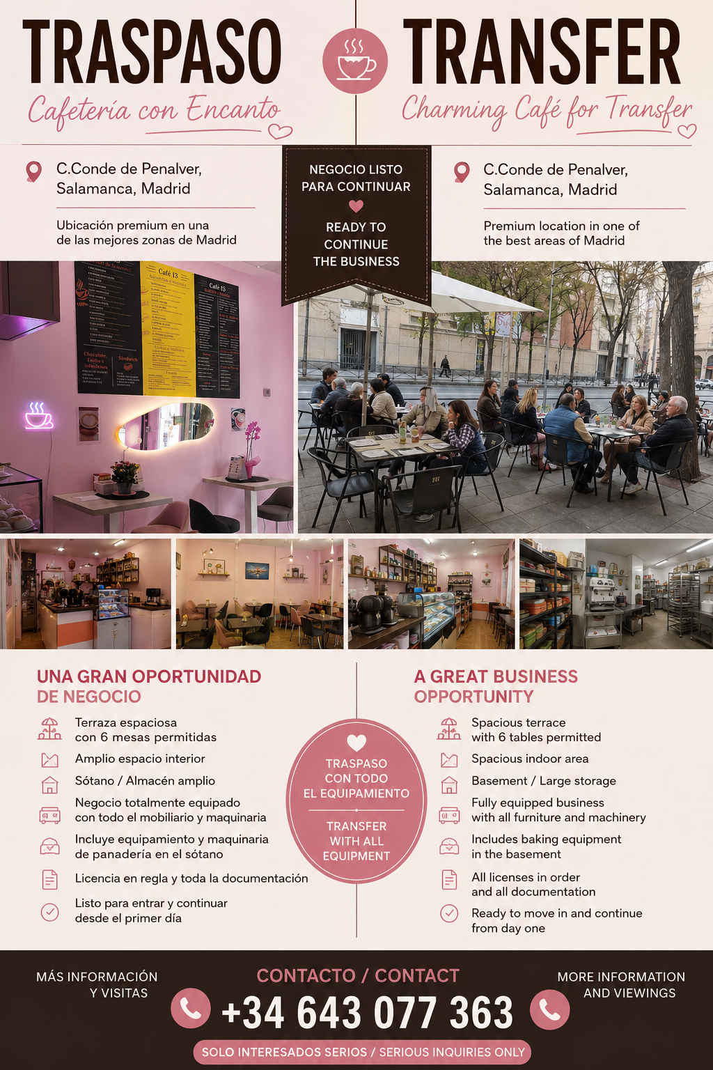 Traspaso de cafetería en Conde de Peñalver en Salamanca, Madrid