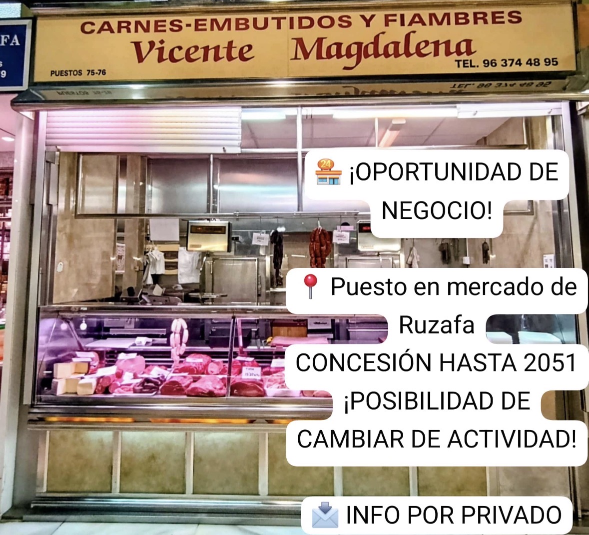 Metzgerei zur Übernahme in der Plaza Barón del cortes im Mercado de Ruzafa, Valencia