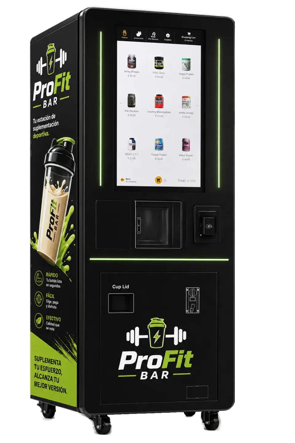 Traspaso de negocio de vending de batidos de proteínas en calle Colón, Madrid